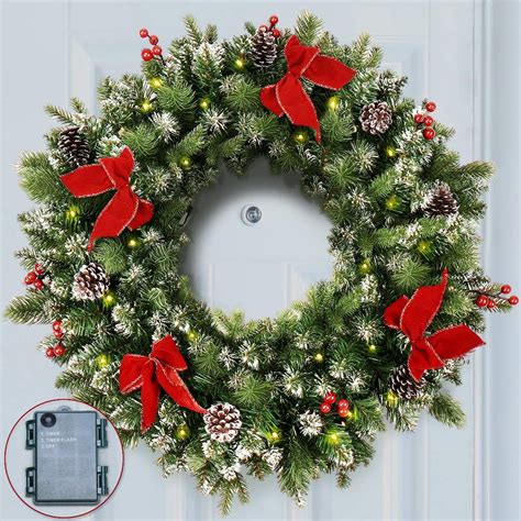 pre lit christmas wreath with timer